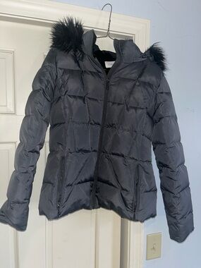 Calvin Klein Puffer Jacket with Faux Fur Trim